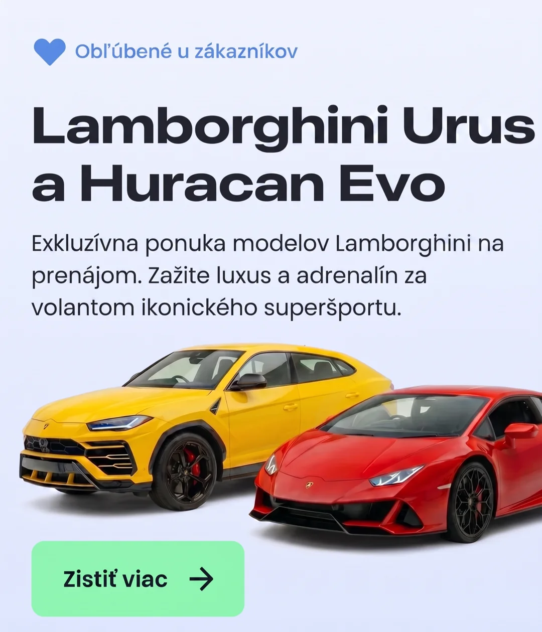 Lamborghini Urus a Huracan Evo banner